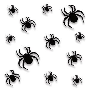 Set of 12 black 3D spider wall stickers in 3 sizes for Halloween party room decoration