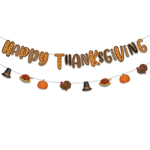 Happy Thanksgiving banner set with pumpkin and turkey patterns on white background