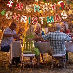 Merry Christmas banner set with gingerbread letters for festive holiday party decoration