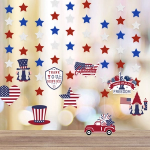 Décorations suspendues pour le 4 juillet avec étoiles et motifs patriotiques rouge blanc bleu