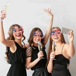 Patriotic USA paper glasses props for Independence Day party celebration and fun events