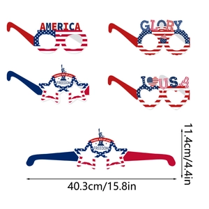 Set of 4 patriotic paper glasses for USA Independence Day celebration with size info