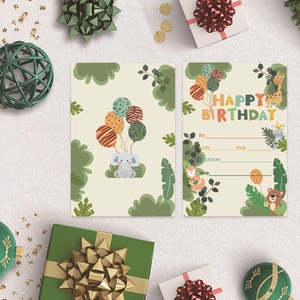 Cartes D'invitation D'anniversaire Animaux Jungle Thème Safari Forêt Recto Verso Papier Cartonné Avec Enveloppes Enfants