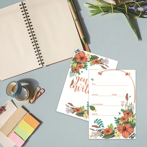 Floral wedding invitation cards set with double-sided elegant botanical design