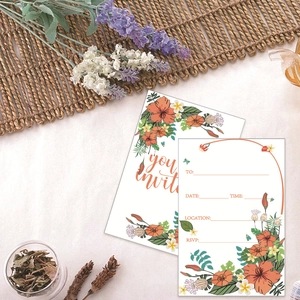 Floral Invitation Cards Double Sided Cardstock For Wedding Party Event Celebration Fill-In Information RSVP