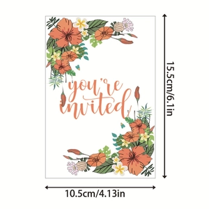 Floral European wedding invitation card with You're Invited text 15.5x10.5cm
