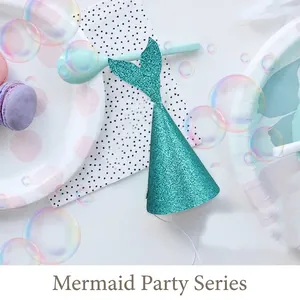 Sparkly mermaid tail party hat with sequins for girl birthday celebrations and photo props
