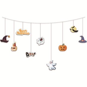 Halloween hanging banner set with pumpkin ghost spider and bat festive party decorations