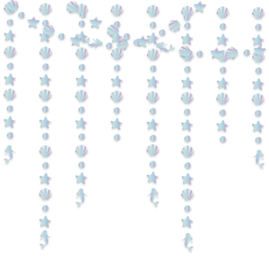Iridescent mermaid themed hanging garland with laser cut shells and star decorations