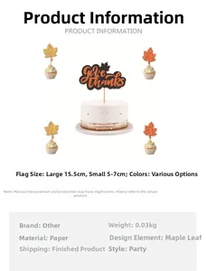 Décoration de gâteau Give Thanks avec feuilles d'érable pailletées pour Thanksgiving