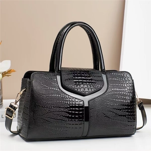 Sac à Main pour Femme en Cuir PU Brillant avec Relief Crocodile Design en V Sac à Bandoulière Professionnel Quotidien