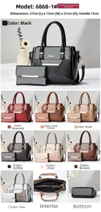 Detail view of large patent leather tote set with crocodile pattern and metal logo hardware