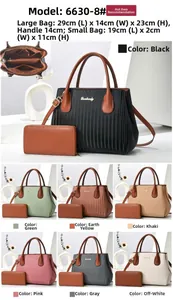 Dimensions et options de couleur pour le sac cabas plissé en similicuir et le portefeuille