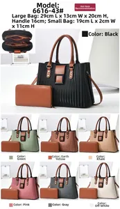 Detailed size specifications of the women's tote bag set and small wallet dimensions