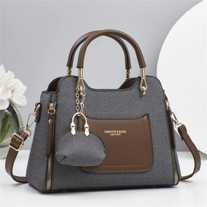 Sac À Main Élégant Pour Femme Cuir PU Tissé Couleur Contrastée Sac Bandoulière Avec Sangle Réglable Et Mini Pochette