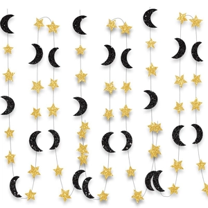 Guirlande En Papier Pailleté Étoile Lune Ornement Suspendu Décoration De Fête Ramadan Eid Bannière Étincelante