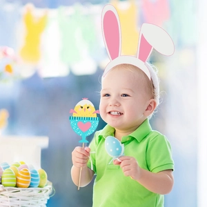 Accesorios para fotos de Pascua con orejas de conejo y huevos para fiesta primaveral