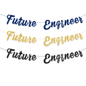 Future Engineer Graduation Banner Glitter Paper Garland For Engineering Theme Party Decorations Class of 2023 Classroom Decor