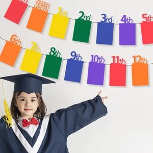 Graduation photo frame banner with 1st to 12th grade school years party decorations