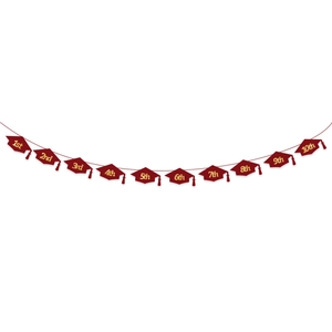 Graduation banner with burgundy mortarboard photo clips featuring 1st to 10th gold numbers