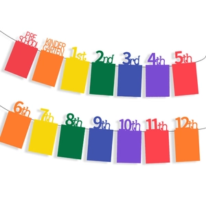 Colorful graduation photo banner from preschool to 12th grade for party decoration