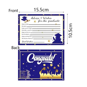 Navy and gold graduation advice cards with cap and book design, set of 15.5x10.5cm