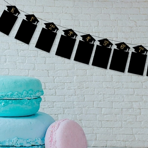 Doctorate cap graduation photo banner with gold K-7th lettering for party decoration