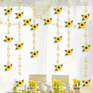 4m gold sunflower star and circle garland for graduation party wall decoration