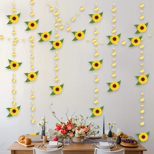 4m gold glitter stars and sunflowers hanging garland for graduation party decoration