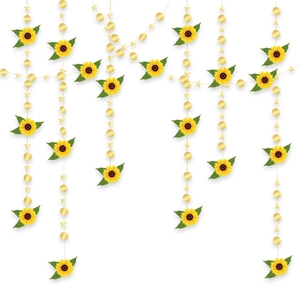 4-meter gold sunflower star and dot garland banner for graduation party decoration
