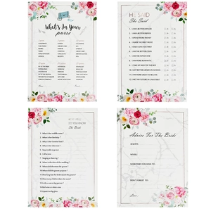 Brautparty-Spielkarten-Set mit rosa Rosen und Marmordesign für Hochzeitsfeiern Deko