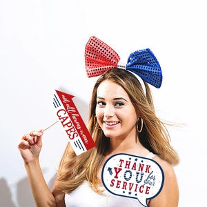 27-teiliges US-Unabhängigkeitstag-Foto-Requisiten-Set mit Pailletten-Schleife und Schildern