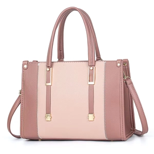 Large Capacity Women PU Leather Tote Bag With Contrast Stitching Gold Hardware Minimalist Fashion Commuting Handbag Shoulder Bag