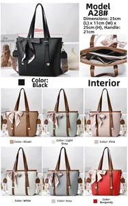 Detail showing the internal compartments and dimensions of a large leather bucket bag