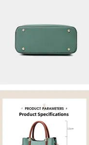 Détails du sac cabas vert vintage avec poignée de 13cm et clous de protection en métal doré