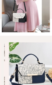 Detail of color-block crossbody bag featuring metal trim and geometric texture patterns