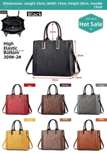 Detailed view of lace embossed large leather tote bag with 33x14x28cm size guide