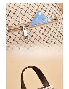 Detail of backpack rear anti-theft zipper pocket and premium leather strap stitching