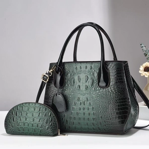 Crocodile Embossed PU Leather Large Tote Handbag And Matching Purse Vintage Shoulder Crossbody Bag For Women
