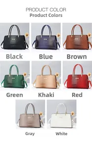 Collage showing eight colors of minimalist crocodile embossed large capacity handbags