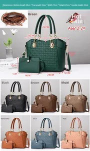 Vista dettagliata del set borsa tote da 2 pezzi con vari colori e dimensioni interne
