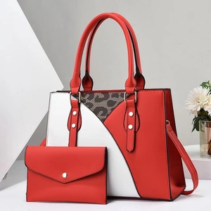 Borsa A Mano Donna Tote Bag E Pochette Pelle PU Color Block Patchwork Geometrico Stampa Animale Moda