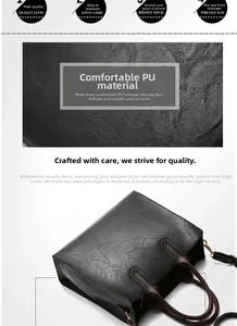 Detail of high-quality black PU leather tote with wine red handle and durable metal hooks