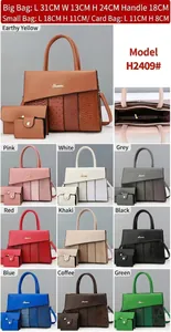 Three-piece tote bag set in textured PU leather featuring multiple animal print patterns