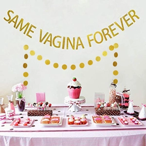 Glitter Gold Same Vagina Forever Letter Banner Bachelorette Party Hanging Garland For Bridal Shower Hen Party Decoration
