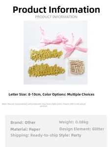 Glitter birthday photo banner kit including gold letters pink ribbons and wood clips