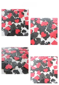 Dettaglio di coriandoli in carta a tema carte da gioco per decoro tavola festa