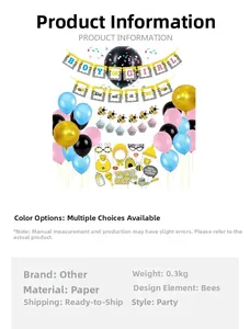 Détails kit de fête révélation sexe bébé thème abeille avec bannière, ballons et accessoires