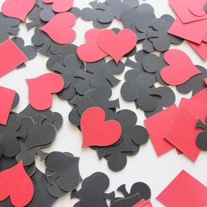 Coriandoli a tema poker in cartoncino rosso e nero per decorazione tavola festa
