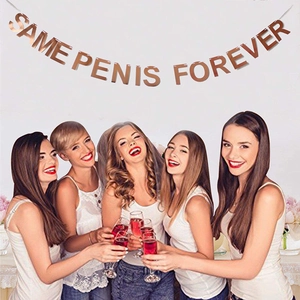 Rose gold Same Penis Forever banner for bachelorette party and bridal shower decoration